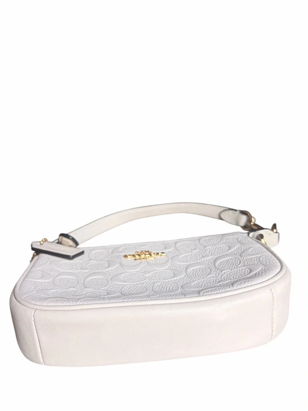 Coach Nolita 15 White Signature Embossed Mini Wristlet